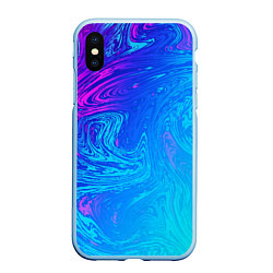 Чехол iPhone XS Max матовый BACKGROUND IN NEON, цвет: 3D-голубой