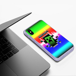 Чехол iPhone XS Max матовый Minecraft S, цвет: 3D-светло-сиреневый — фото 2