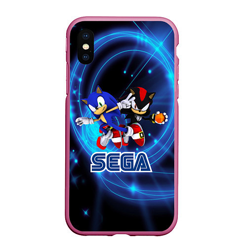 Чехол iPhone XS Max матовый Sonic SEGA / 3D-Малиновый – фото 1