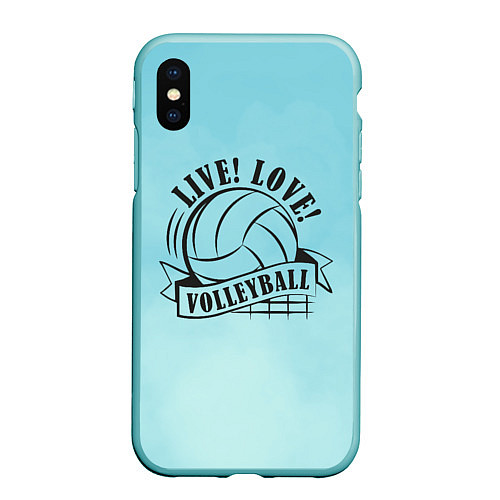 Чехол iPhone XS Max матовый LIVE! LOVE! VOLLEYBALL! / 3D-Мятный – фото 1