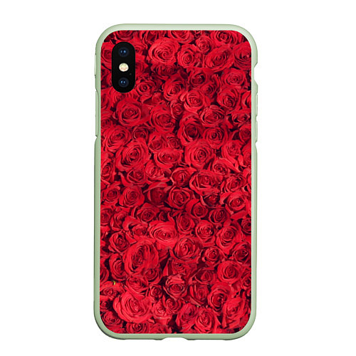 Чехол iPhone XS Max матовый Розы / 3D-Салатовый – фото 1