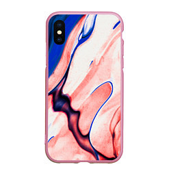 Чехол iPhone XS Max матовый Fluid art, цвет: 3D-розовый