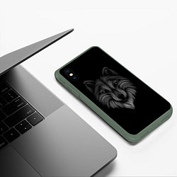 Чехол iPhone XS Max матовый Wolf, цвет: 3D-темно-зеленый — фото 2