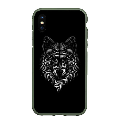 Чехол iPhone XS Max матовый Wolf / 3D-Темно-зеленый – фото 1