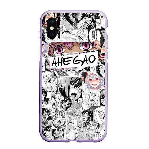 Чехол iPhone XS Max матовый Ахегао Ahegao / 3D-Светло-сиреневый – фото 1