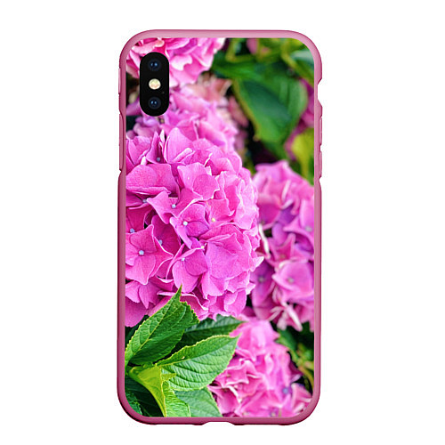 Чехол iPhone XS Max матовый Гортензия / 3D-Малиновый – фото 1