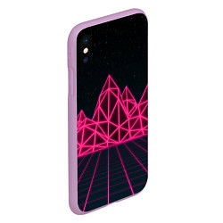 Чехол iPhone XS Max матовый Неоновые Горы, цвет: 3D-сиреневый — фото 2
