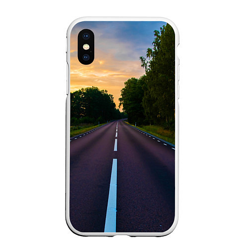 Чехол iPhone XS Max матовый Дорога / 3D-Белый – фото 1