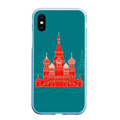 Чехол iPhone XS Max матовый Москва / 3D-Голубой – фото 1