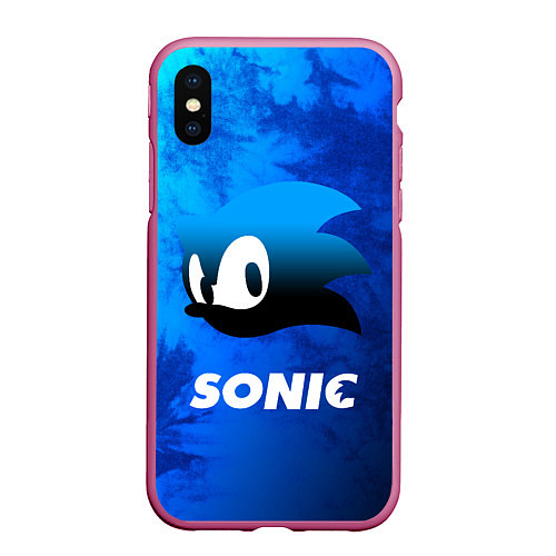 Чехол iPhone XS Max матовый СОНИК SONIC / 3D-Малиновый – фото 1