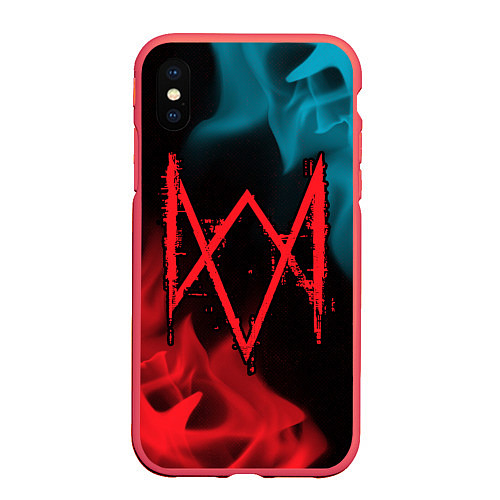 Чехол iPhone XS Max матовый WATCH DOGS LEGION ВОТЧ ДОГС / 3D-Красный – фото 1