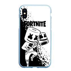 Чехол iPhone XS Max матовый FORTNITE MARSHMELLO, цвет: 3D-голубой