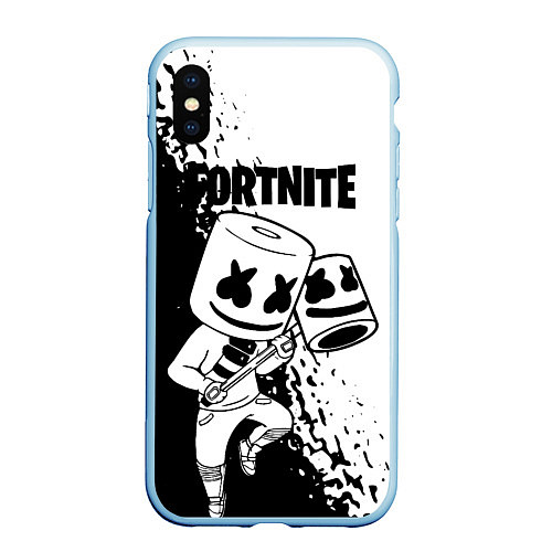 Чехол iPhone XS Max матовый FORTNITE MARSHMELLO / 3D-Голубой – фото 1