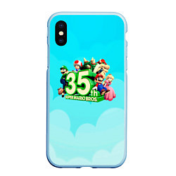 Чехол iPhone XS Max матовый Mario, цвет: 3D-голубой