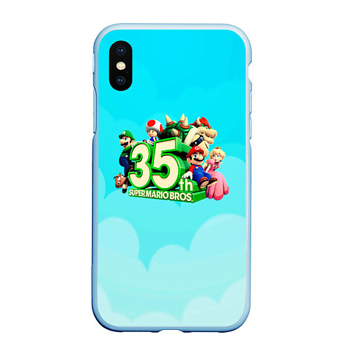 Чехол iPhone XS Max матовый Mario / 3D-Голубой – фото 1