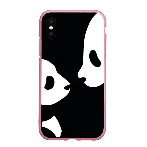 Чехол iPhone XS Max матовый Panda / 3D-Розовый – фото 1