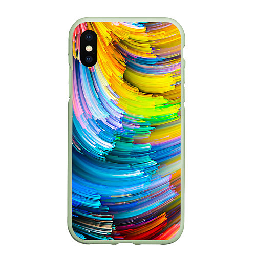 Чехол iPhone XS Max матовый Цветные полоски / 3D-Салатовый – фото 1