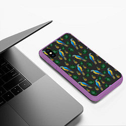 Чехол iPhone XS Max матовый Попугай Ара, цвет: 3D-фиолетовый — фото 2