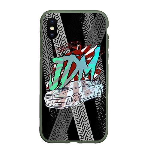 Чехол iPhone XS Max матовый JDM Nissan GTR R34 Nismo / 3D-Темно-зеленый – фото 1