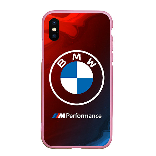 Чехол iPhone XS Max матовый BMW БМВ / 3D-Розовый – фото 1