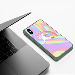 Чехол iPhone XS Max матовый ЕДИНОРОГ, цвет: 3D-темно-зеленый — фото 2