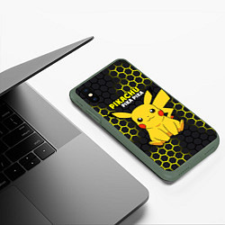 Чехол iPhone XS Max матовый Pikachu Pika Pika, цвет: 3D-темно-зеленый — фото 2