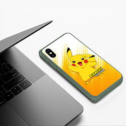 Чехол iPhone XS Max матовый Pikachu Pika Pika, цвет: 3D-темно-зеленый — фото 2