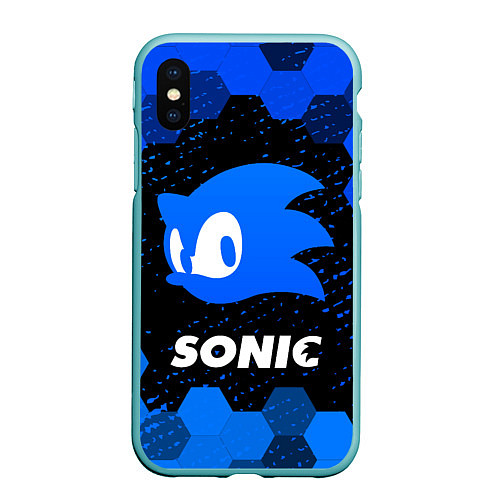 Чехол iPhone XS Max матовый СОНИК SONIC / 3D-Мятный – фото 1