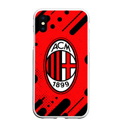 Чехол iPhone XS Max матовый AC MILAN МИЛАН, цвет: 3D-белый