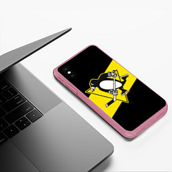 Чехол iPhone XS Max матовый Питтсбург Пингвинз, цвет: 3D-малиновый — фото 2