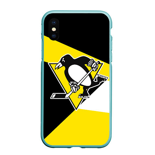 Чехол iPhone XS Max матовый Pittsburgh Penguins Exclusive / 3D-Мятный – фото 1