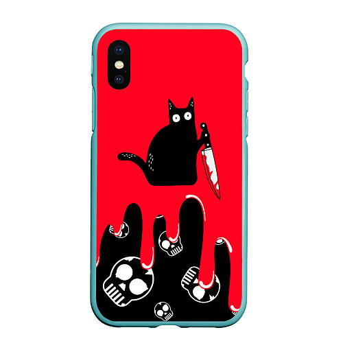 Чехол iPhone XS Max матовый WHAT CAT / 3D-Мятный – фото 1