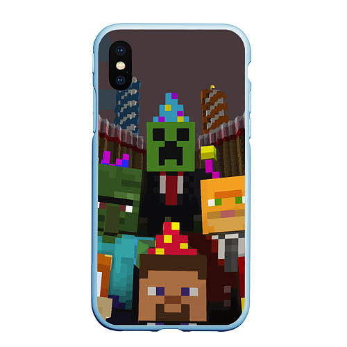 Чехол iPhone XS Max матовый Minecraft - characters - video game / 3D-Голубой – фото 1