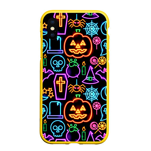 Чехол iPhone XS Max матовый Halloween / 3D-Желтый – фото 1