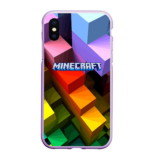 Чехол iPhone XS Max матовый Minecraft - pattern / 3D-Сиреневый – фото 1