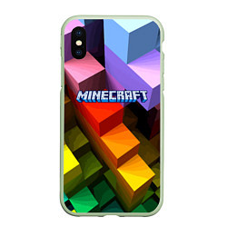 Чехол iPhone XS Max матовый Minecraft - pattern, цвет: 3D-салатовый