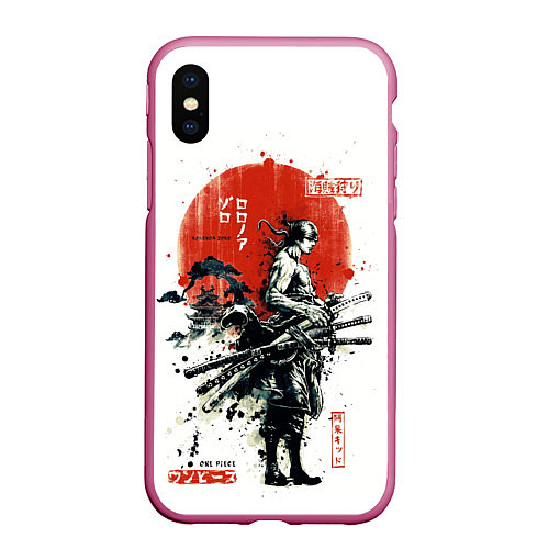 Чехол iPhone XS Max матовый ONE PIECE ZOHO SAMURAI / 3D-Малиновый – фото 1