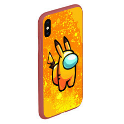 Чехол iPhone XS Max матовый AMONG US - Pikachu, цвет: 3D-красный — фото 2