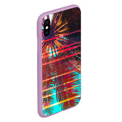 Чехол iPhone XS Max матовый Palm glitch art, цвет: 3D-сиреневый — фото 2