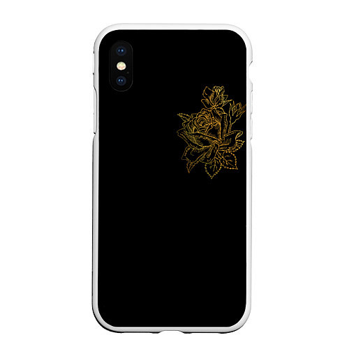 Чехол iPhone XS Max матовый Золотая роза / 3D-Белый – фото 1