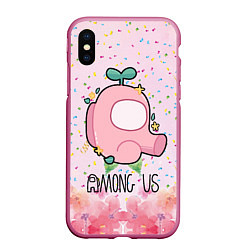 Чехол iPhone XS Max матовый Among Us girl, цвет: 3D-малиновый