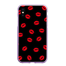 Чехол iPhone XS Max матовый Поцелуи, цвет: 3D-сиреневый
