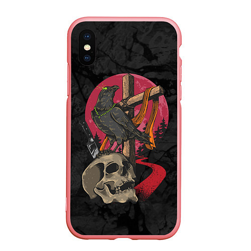 Чехол iPhone XS Max матовый Ворона и череп / 3D-Баблгам – фото 1
