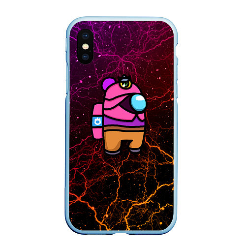 Чехол iPhone XS Max матовый Among Us x Brawl Stars / 3D-Голубой – фото 1