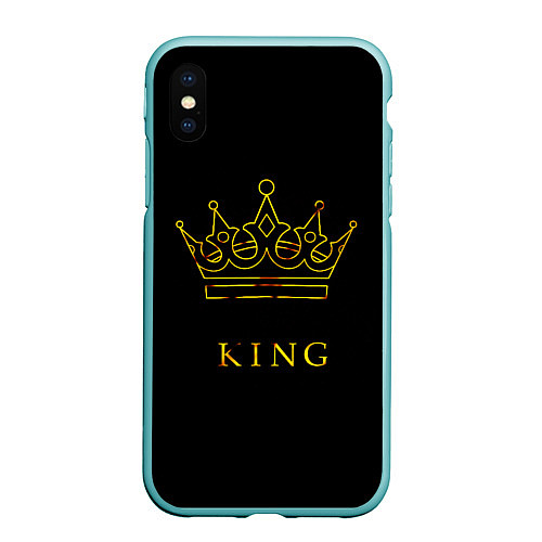 Чехол iPhone XS Max матовый KING / 3D-Мятный – фото 1