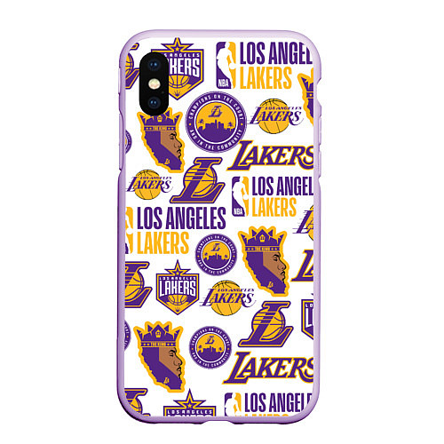 Чехол iPhone XS Max матовый LAKERS LOGO / 3D-Сиреневый – фото 1