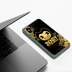 Чехол iPhone XS Max матовый Bendy And The Ink Machine, цвет: 3D-темно-зеленый — фото 2