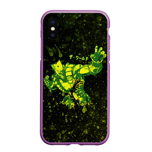 Чехол iPhone XS Max матовый JOJOS BIZARRE ZA WARUDO / 3D-Фиолетовый – фото 1