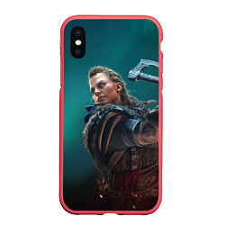 Чехол iPhone XS Max матовый ASSASSINS CREED VALHALLA, цвет: 3D-красный