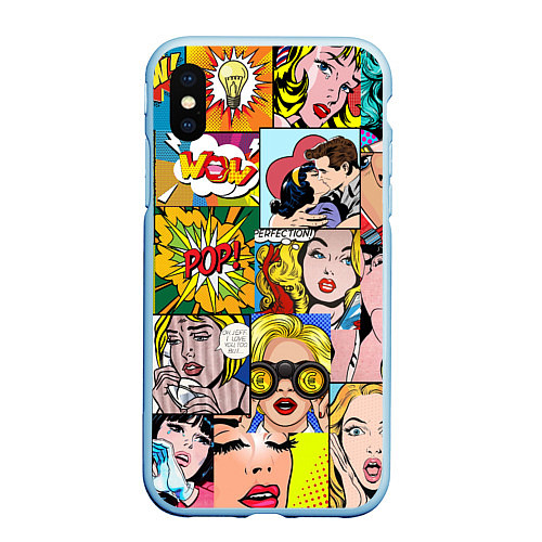 Чехол iPhone XS Max матовый Pop Art / 3D-Голубой – фото 1